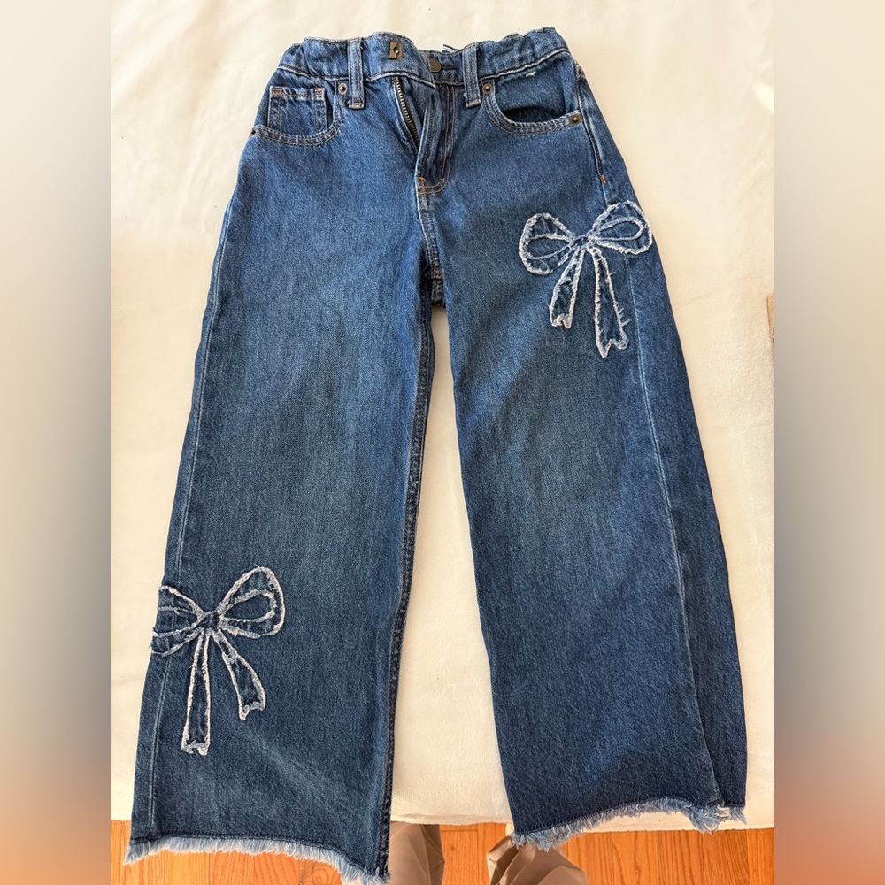 GAP Girls Blue Denim Jeans with Bow Accents